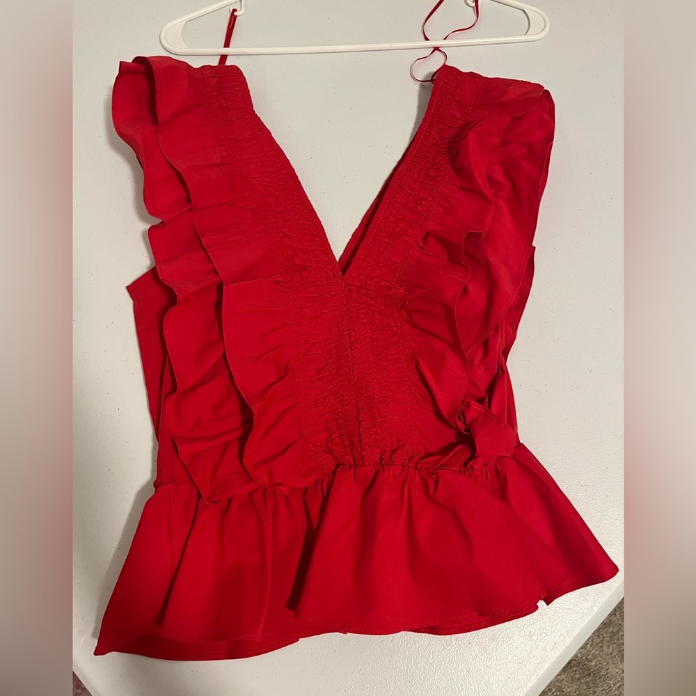 Red Strut and Bolt v neck sleeveless blouse